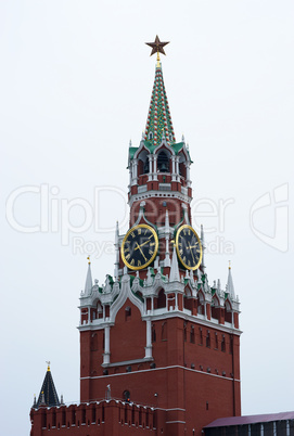 Vertical Moscow Kremlin clock tower background