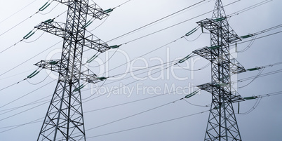 Horizontal wide industrial power lines background backdrop