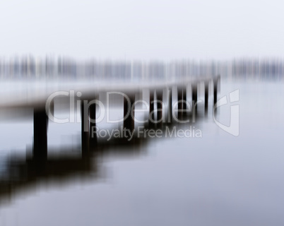 Horizontal black and white motion blur quay bridge abstraction b
