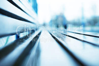 Horizontal bench bokeh background