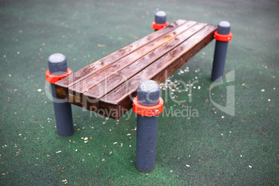 Diagonal sport bench bokeh background