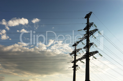 Horizontal city power lines background