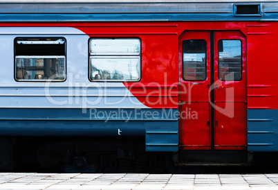Horizontal vibrant Russian train carriage detail background back