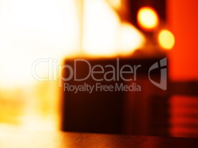 Horizontal table in cafe bokeh background