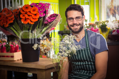 Male florist at his flower shop