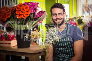 Male florist at his flower shop