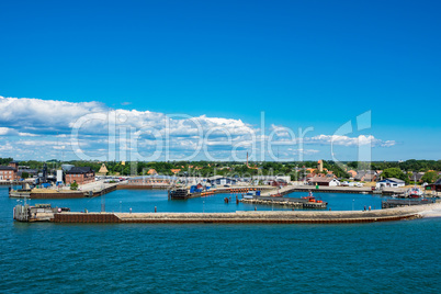 Blick auf den Hafen von Gedser in Dänemark