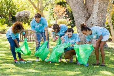 Group of volunteer collecting rubbish