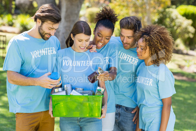 Group of volunteer holding box