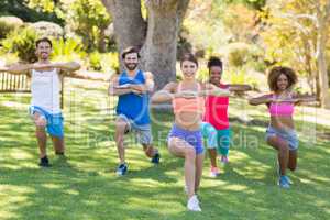 Group of friends exercising