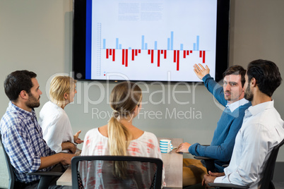 Business people discussing over graph during a meeting