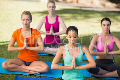 Women practicing yoga