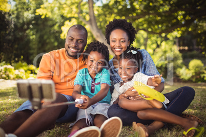 Happy family taking picture