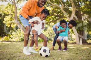 Happy family having fun