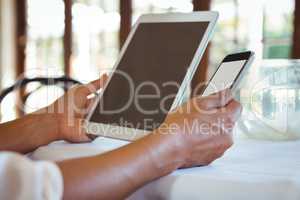 Woman using technology