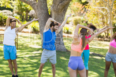 Group of friends exercising