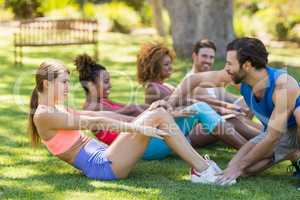 Group of friends exercising