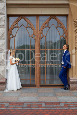 Stylish bride and groom