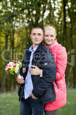 The guy and the girl on walk