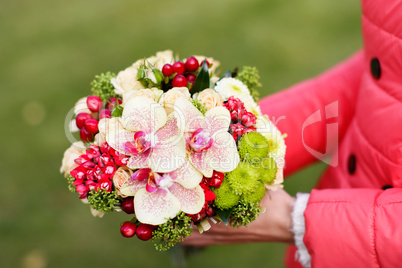 Stylish rich bouquet with red berries