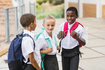 School kids standing in school terrace