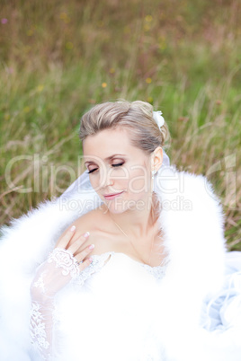 Bride blonde in nature