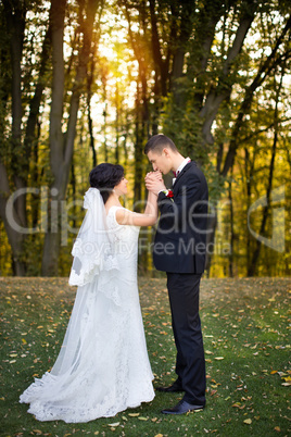 Beautiful bride and groom. Just merried.