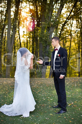 Beautiful bride and groom. Just merried.