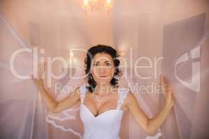 Brunette bride on the wedding day
