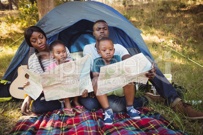 Happy family posing together