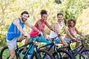 Group of friends ready for cycling