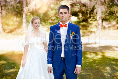 Funny couple on e-session. Preparing for wedding potography.