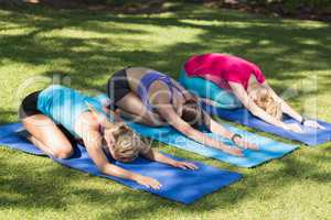 Young women doing yoga