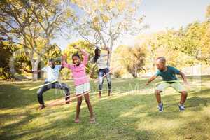 Happy family enjoying together