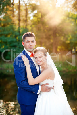 Funny couple on e-session. Preparing for wedding potography.