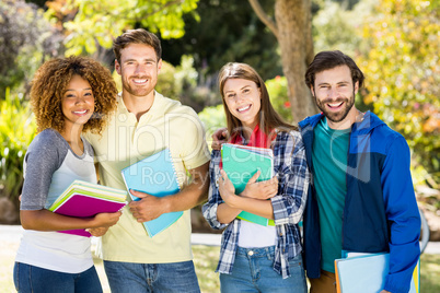 Portrait of college friends with the notes