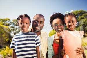 Happy family posing together