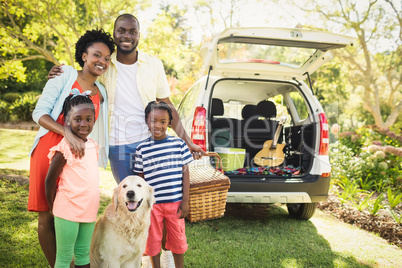 Happy family posing together