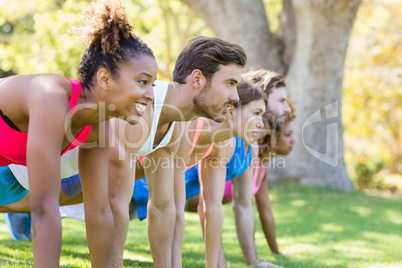 Group of friends exercising