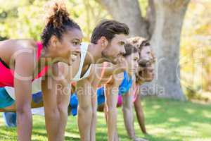 Group of friends exercising