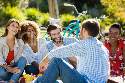 Friends having fun in park