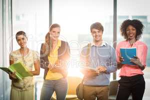 Business people holding files