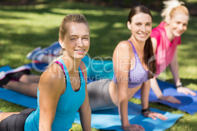 Portrait of young women doing yoga