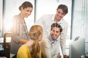 Business people having discussion with each other