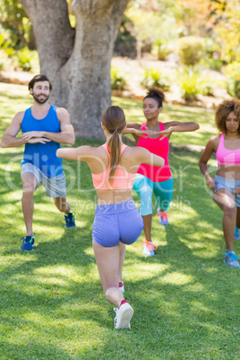 Group of friends exercising