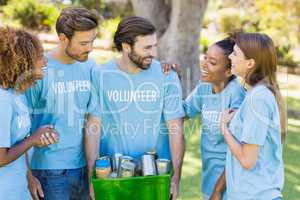 Group of volunteer holding box