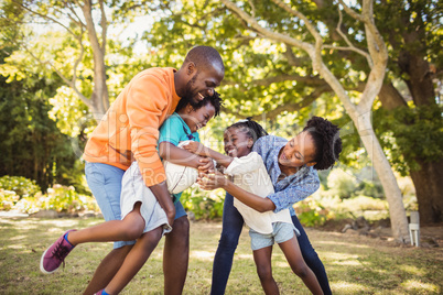 Happy family having fun