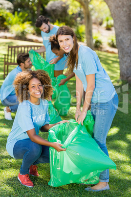 Group of volunteer collecting rubbish