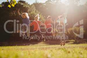 Group of friends having fun in park