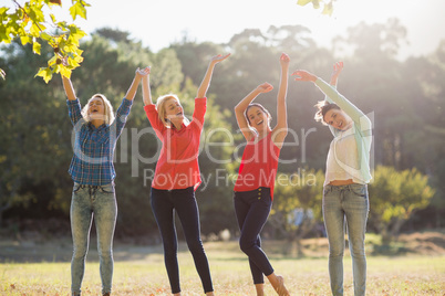 Group of friends having fun in park Group of friends having fun in park
